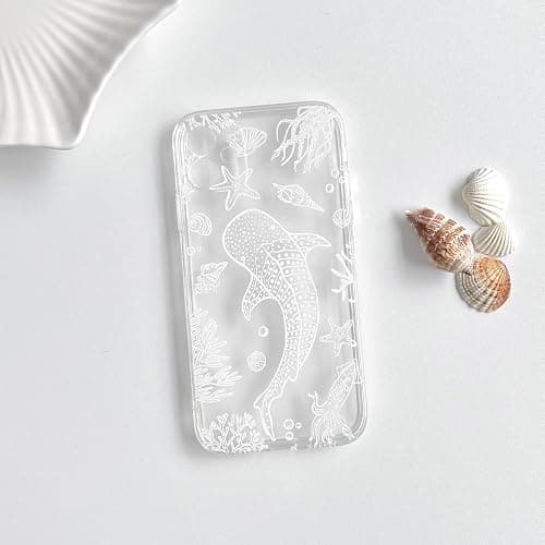 NITITOP Compatible with iPhone 11 Case Clear Cute Shell Whale Sea Ocean Animal Pattern for Women Girls Full Camera Lens Slim Shockproof Protective Phone Cover - White Fish thumbnail 5