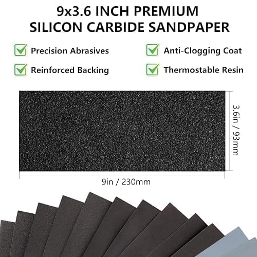 Sandpaper 800 Grit, Wet Dry Sanding Sheets 9 x 3.6 Inch for Wood Furniture Finishing, Metal Sanding and Automotive Polishing,21 Sheets thumbnail 2
