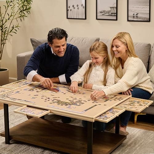 1500 Pieces Puzzle Board with 6 Storage Drawers and Protective Cover – Wooden Jigsaw Puzzle Table for Families, Home Entertainment, and Puzzle Assembly thumbnail 2