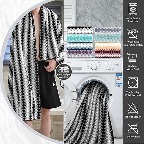 8 Piece Bathroom Towel Set Black White|2 Oversized Large Bath Towels Sheet,2 Hand Towels,4 Washcloths| 600GSM Soft Towel Set for Bathroom Hotel,Highly Absorbent Quick Dry Bath Towel Collections thumbnail 5