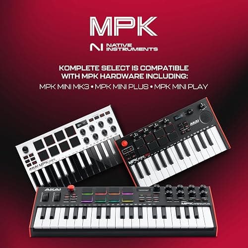 Akai Professional MPK Mini MK3-25 Key USB MIDI Keyboard Controller With 8 Backlit Drum Pads, 8 Knobs, Music Production Software and Native Instruments Sound Package (NKS Integration), White thumbnail 4
