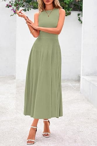 PRETTYGARDEN Spring Casual Dresses for Women 2025 Summer Business Work Midi Sleeveless A Line Pleated Cocktail Dress thumbnail 4