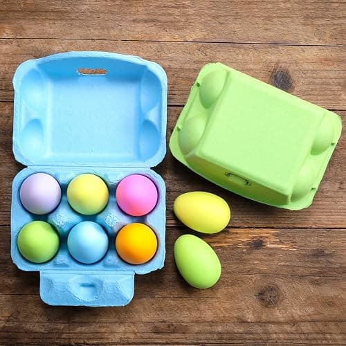 Half Dozen Egg Cartons 24 Pack, Colorful Blank Natural Pulp Egg Holder 6 Count for Chicken Eggs Reusable, Easter Color Storage Box for Holds Up to Six Container Basket Cardboard Paper, 24 Labels thumbnail 4