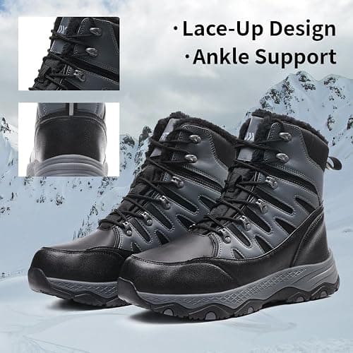 Suiyfit Snow Boots for Men Waterproof Mid Calf Winter Hiking Boot Durable Warm Fur Lined Boot Non-Slip Warm Climbing Shoes thumbnail 6