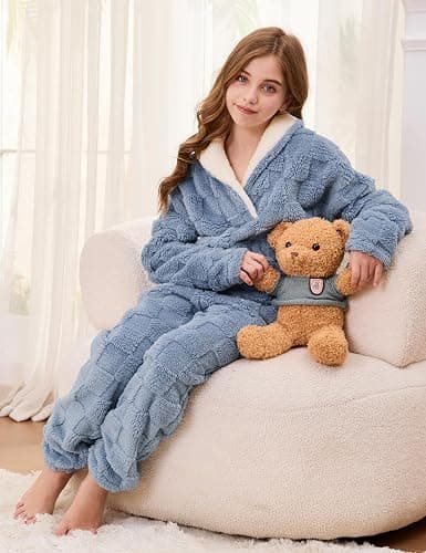 Lentta Girls Fleece Pants Sets Fuzzy 2 Piece Outfits Casual Warm Pullover Top Sweatshirt Sweatsuit with Pockets 5-14Y thumbnail 2