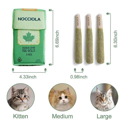 Nocciola 3 Pack Catnip Toys for Cats, Funny Cat Toys Filled with 100% Pure Organic Catnip, Safe Kitten Teething Chew and Kicker Toys, Stress Relieving Fun for Indoor Cats thumbnail 3