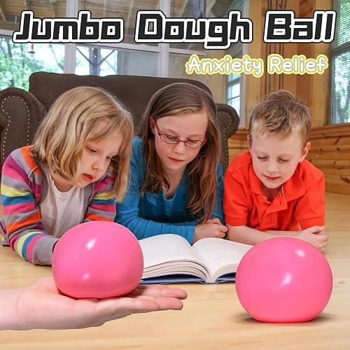 Giant Squishy Stress Balls for Kids and Adults - 4-Inch Jumbo Squishy Toys Dough Stress Ball, Stretchy Squeeze Fidget Toys for Boys, Girls, Birthday Gift, Easter Basket Stuffers (Pink) thumbnail 6