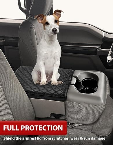 KBH Center Console Armrest Cover for Ford F150 2004-2010, 40/20/40 Split Bench Jump Seat, Middle Console Lid Protector Thick Pad, Vinyl Leather, Anti-Scratch, Black thumbnail 3