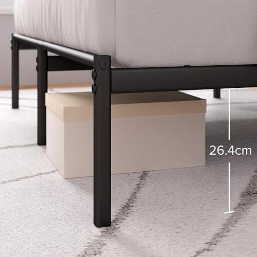 Zinus Justin Double Bed Frame with Headboard - 4ft6 (135 x 190 cm) - 14'' Height - Metal Bed Base with Steel Slat Support - Storage Space Underneath - Modern Design - Easy Assembly - Black thumbnail 6