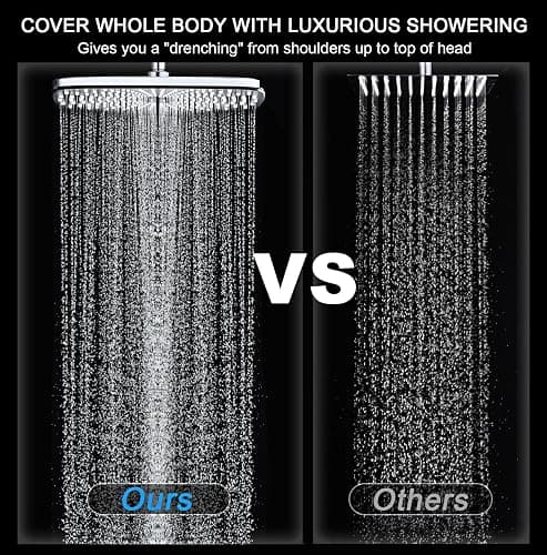 High Pressure Rain Shower Head: Upgrade Shower Heads with Handheld Spray Combo with Fixed Showerhead and 10 Sprays Handheld Shower Head, Detachable Shower head Built-in Magnetic Docking and Power Jets thumbnail 5