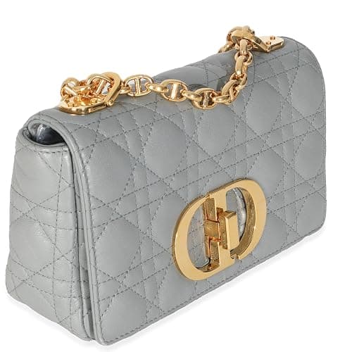 Dior, Pre-Loved Blue Supple Calfskin Small Caro Chain Bag, Blue, Gray thumbnail 2