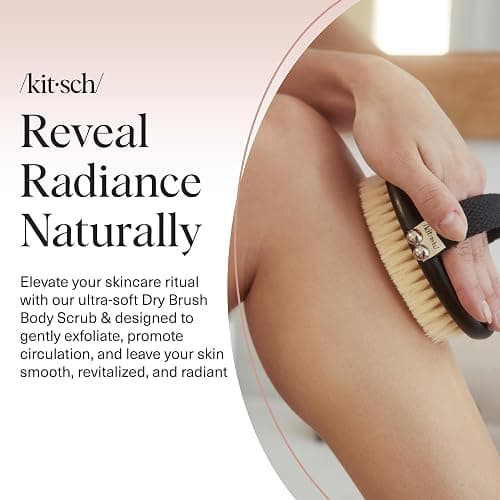 Kitsch Dry Brushing Body Brush & Body Scrub – Soft Vegan Bristles for Lymphatic Drainage, Cellulite, Dry Skin Removal & Blood Circulation – Body Exfoliator Scrubber for Glowing Skin thumbnail 2