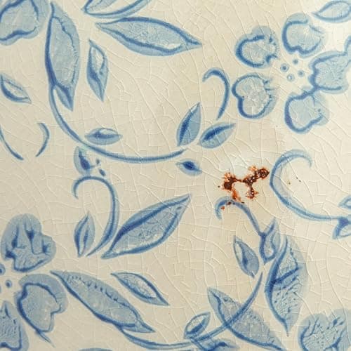 Creative Co-Op DF2720 8" H Terracotta Floral Transferware Pattern & Crackle Finish Vase, Blue thumbnail 7