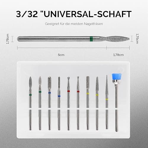 MelodySusie 10pcs Diamant Bits Set Professioneller Schleifkörper Schleifkopf Nagelfräser Aufsätze Set für Maniküre Pediküre Nagelpflege, Silber thumbnail 6