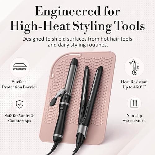 Milaya Beauty Large Heat Resistant Mat for Hair Tools – Silicone Curling Iron Holder & Flat Iron Holder – Non-Slip Hot Tool Mat & Vanity Mat – Vanity Accessories for Women, Home, Salon, or Travel thumbnail 4