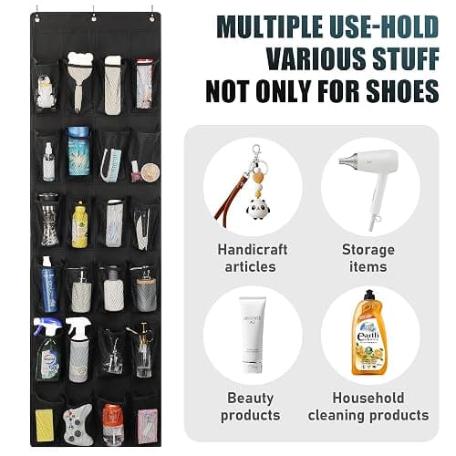 HARBULE 24 Large Pockets Upgraded Over the Door Shoe Organizer, Enhanced Hanging Solution Holder Closets, Shoe Cabinets for Everyone thumbnail 7