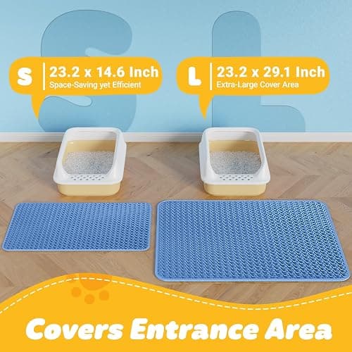 Cat Litter Mat - 23.2'' x 29.1'' Large Litter Trapping Mat, Easy to Clean Litter Box Mat, Waterproof, Urine-Proof, Non-Slip Kitty Litter Mats for Floor, Blue thumbnail 2