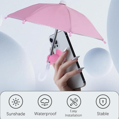 HZZADZXW Cell Phone Umbrella for Sun Shade, Universal Adjustable Stand with Cute Piggy Suction Cup, Outdoor Anti-Reflective Glare Blocking Cell Phone Sun Visor, Pink thumbnail 4