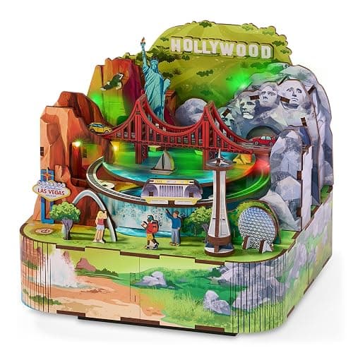 Arkitec – 3D Build Miniscape Series – Easy Model Building – 3D Puzzle with LED Lights and Movement – Desk and Shelf Decor – Arts and Crafts for Kids Ages 12+ – US Landmarks - Image 1