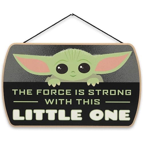 Disney Star Wars: The Mandalorian Baby Yoda Force is Strong With This Little One Hanging Wood Wall Decor - Grogu, The Child - Image 1