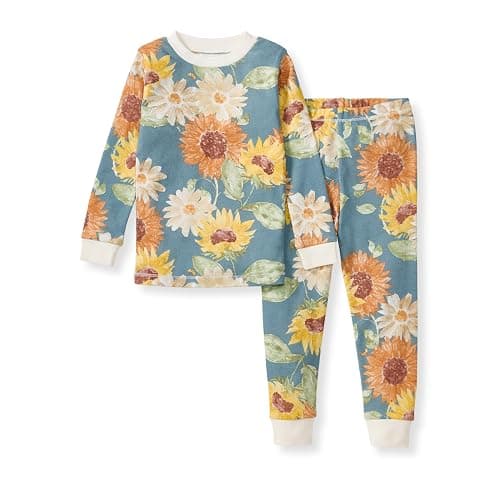 Burt's Bees Baby Girls' Pajamas, 2-Piece Long Sleeve Tee and Pants Organic Cotton PJ Set - Image 1
