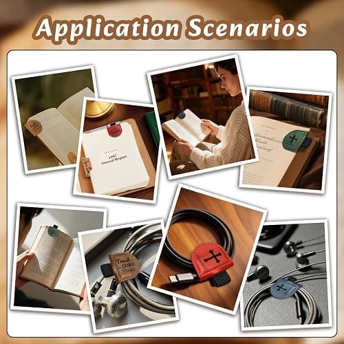 Bygone Mark Personalized Magnetic Leather Bookmark with Pen Holder - Inspirational Bible Verse Scripture Design, Custom Book Marker for Book Lovers Men Women (Brown-Romans 8:28) thumbnail 6