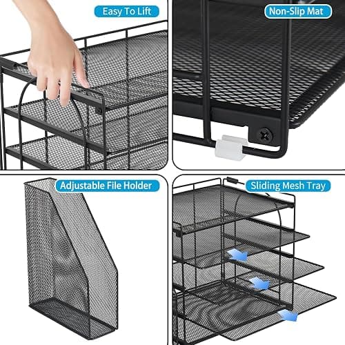 AUPSEN Desk Organizers and Accessories, 5-Tier Desktop Paper File Organizer with Removable File Holder, Desk Accessories & Workspace Organization for Home Office Supplies (Black) thumbnail 7