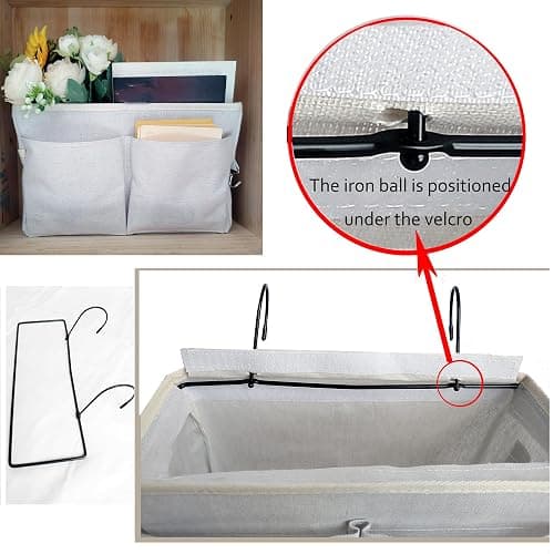 Bedside Caddy Organizer/Bedside Hanging Storage Bag Multi-Function Caddy for Bunk bed Hospital Beds Dorm Bed Rails, Holders Books Glasses Phones Magazine(White) thumbnail 3