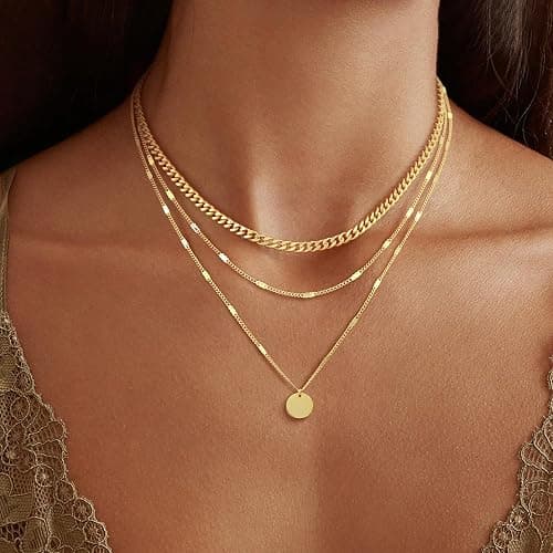JECOMY 14K Gold Plated Layered Necklaces For Women Gold Necklace Set, Cuban Link, Snake Chain, Paperclip Layered Chains, Twisted Rope and Twisted Chain, Trendy Layering Necklace thumbnail 2