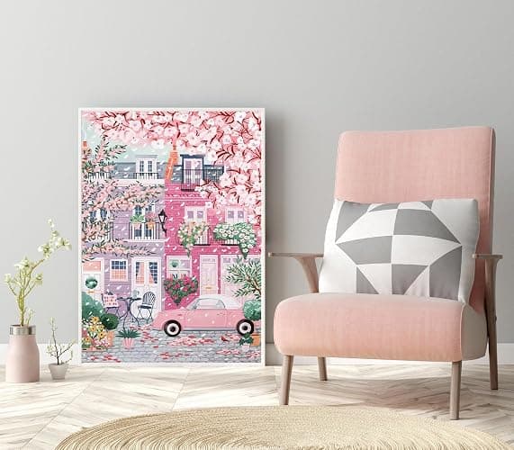 Sakura City Diamond Painting Kits for Adults, 5D Diamond Art Painting by Numbers Kits, DIY Flowers Diamond Dots Art Kits, Full Round Drill Diamond Art Kits for Adults for Home Wall Decor, 12x16 inch thumbnail 4