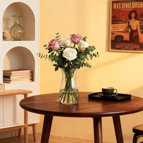 Der Rose 8 inch Clear Glass Flower Vases for Flower Bouquet Decoration Home Centerpiece Wedding Decor Gift thumbnail 5