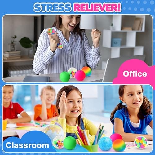 6 Set Squishy Sensory Stress Squeezing Balls forAdults: Best Calming Tool to Relieve Anxiety, Vent Mood and Improve Focus, Easter Basket Stuffers for Kids, Goodie Bag Stuffers thumbnail 4