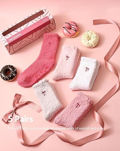 Jeasona Coquette Romantic Love Heart Fuzzy Socks for Kids Christmas Valentines Day Birthday Gifts for Girls Daughter thumbnail 7