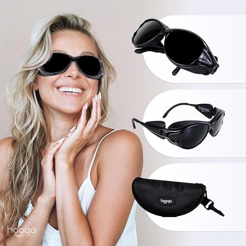 hooga Red Light Therapy Protective Glasses, Polycarbonate Lens, Near Infrared Brightness Reduction, Anti-Glare, UV Blocking, Unisex One-Size-Fits-Most, Eye Safety thumbnail 3