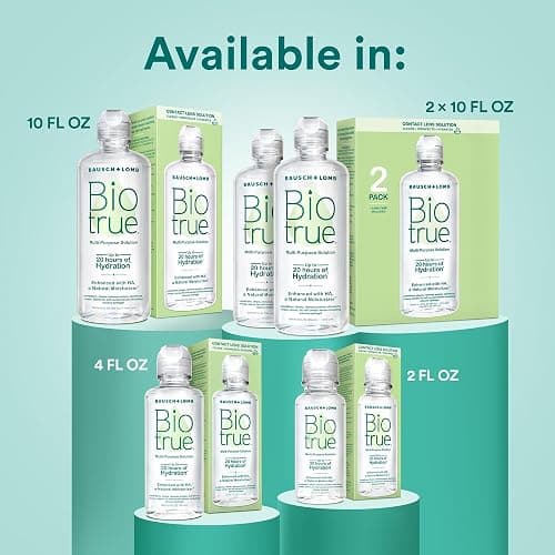 Biotrue Contact Solution, Multi-Purpose Solution with Lens Case, Cleans, Conditions, Hydrates, Disinfects, Removes Protein, Dirt & Debris, Contact Lens Cleaner & Storage, 10 Fl Oz (Pack of 2) thumbnail 7