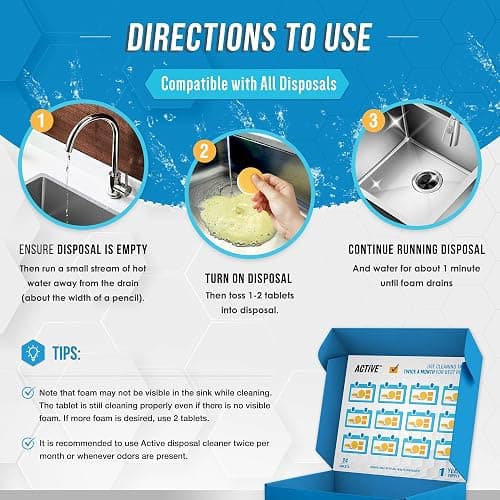 Garbage Disposal Cleaner Deodorizer Tablets - 24 Pack, New Powerful XL Foaming Tablet - Fresh Citrus Foam Sink Garburator Disposer Freshener, Natural Kitchen Drain Cleaning Care - 1 Year Supply thumbnail 4