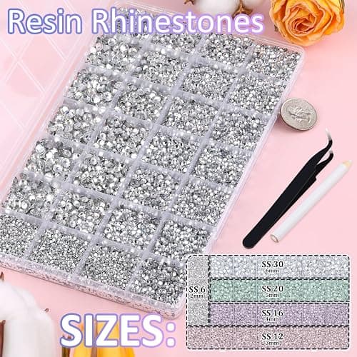 30000Pcs Resin Rhinestones for Bedazzling with Tweezers, Clear Rhinestones for Crafting with B7000 Jewelry Glue for DIY Crafts Clothing Tumblers Shoes Fabric Nail Art thumbnail 2