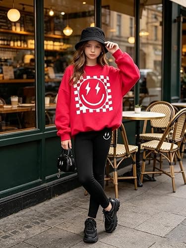 Lianpyxa Tween Girl Clothes Cartoon Sweatshirt Elastic Waist Sweatpants 2PCs Girls' Fall Clothing Sets thumbnail 3