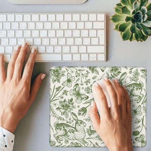 Floral Mouse pad,Green Mouse pad,cottagecore Gift,Mouse pad Aesthetic,Botanical Mouse pad,Small Mouse pad,8.3 * 10.3 Inches,Non-Slip Mouse Pad thumbnail 6