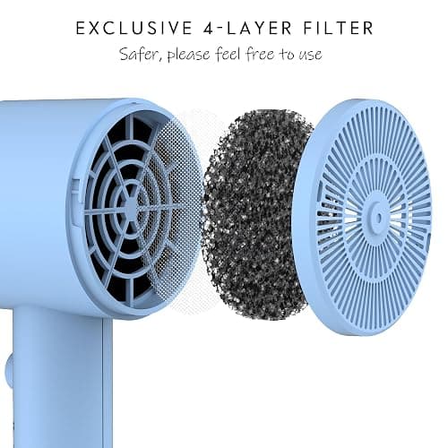 AINA Diffuser Hair Dryer Full-Featured Blow Dryer 110V/1600W(Baby Blue) | 3 Heat/2 Speed;Cold shut button;Lightweight;Compact Size;High Temp;Low Airflow;Same Results;Less Expense thumbnail 2
