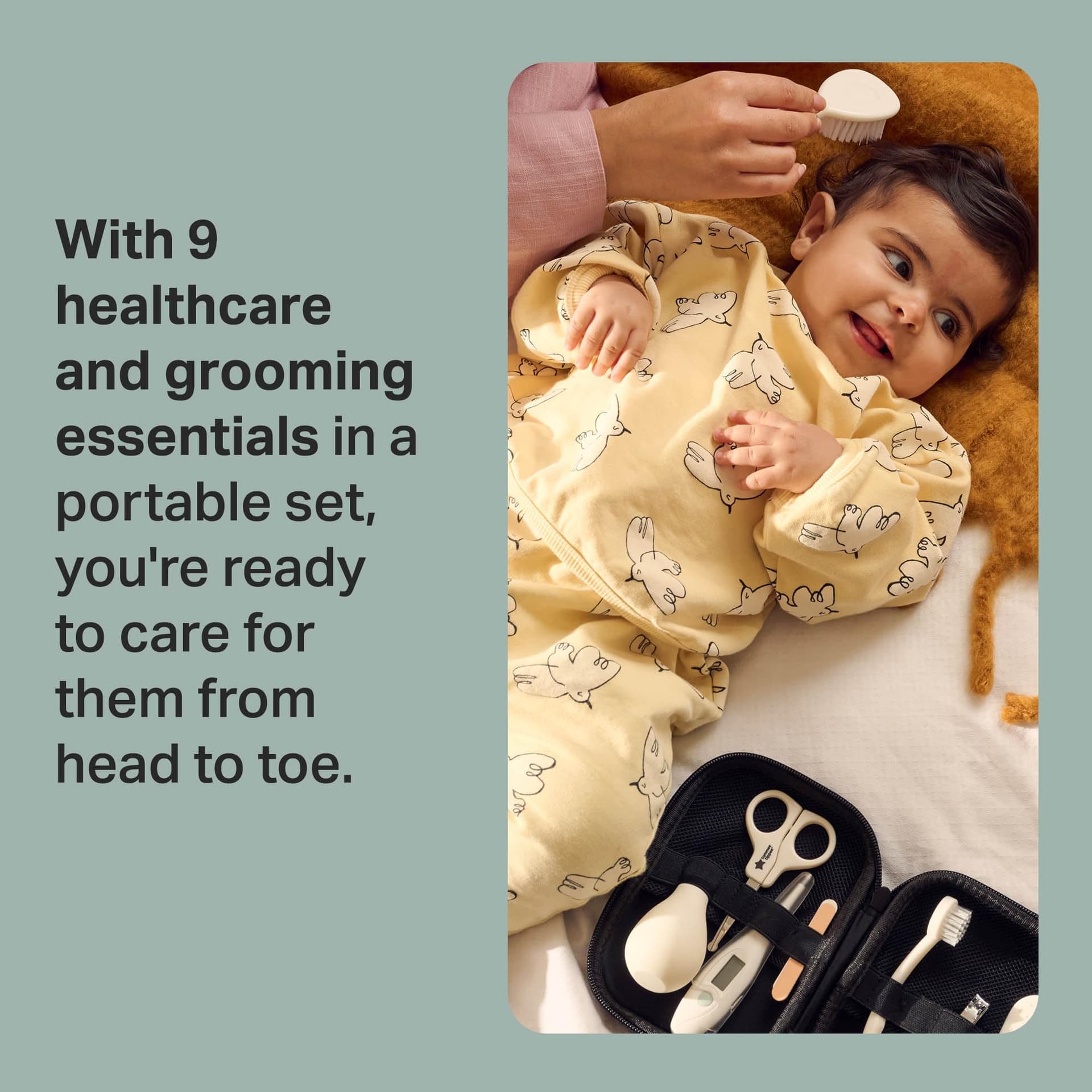 Tommee Tippee Baby Healthcare and Grooming Kit, 9X Essential Newborn Care Items for Home and Travel, Wipe-Clean and Waterproof Travel Case thumbnail 2