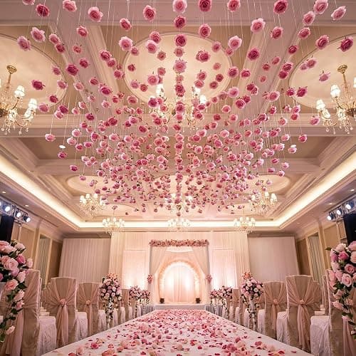 Suncalla 42 Pcs 3.28 ft Rose Peony Flower Garlands Hanging Decor Backdrop Artificial Silk Floral Garlands Peony Faux Floral Celling for Wedding Party Background Birthday Baby Shower Home Garden(Pink) thumbnail 5