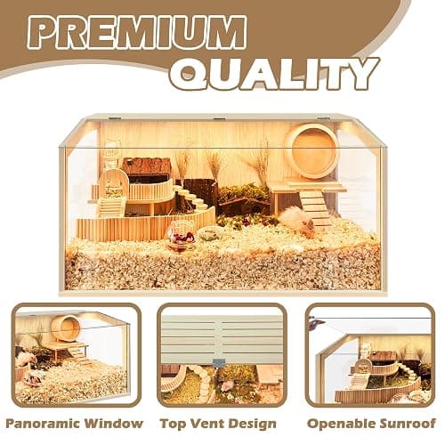 Hamster Cage Chewproof, Large Hamster Cages and Habitats, Openable Top with Acrylic Sheets, Solid Built thumbnail 4