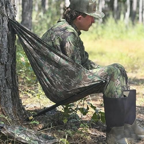 Bluexbear Low Down Hunting Seat with Adjustable Height, Portable Folding Tree Stand & 180° Pivot Lightweight Hammock Chair for Deer Hunting, Turkey Duck Blind, Camping Stool thumbnail 7
