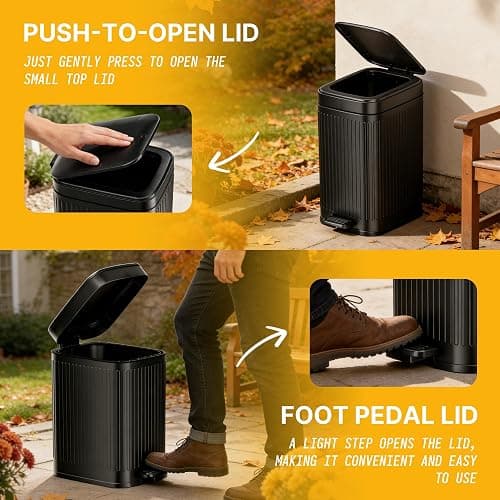 Dog Poop Trash Can Outside 2.7Gal Dog Waste Trash Can with Lid Odor Control | Outdoor Trash Can with Lid Foot Pedal, Outdoor Dog Poop Trash Can with 20 Bags,Pet Waste Trash Can with Lid Soft Close, Black thumbnail 6