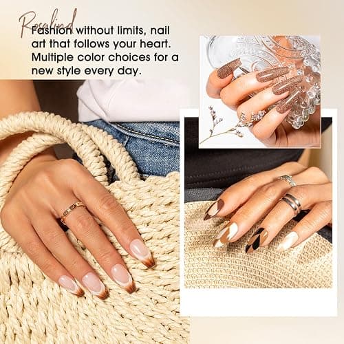 ROSALIND Nude Brown Gel Nail Polish Set, 12 Colors White Nude Brown Gel Polish Soak Off Classic Gel Polish Set for Nail Art Gift thumbnail 3
