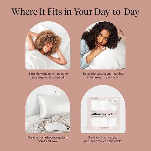 Kitsch Satin Pillowcase with Zipper for Hair & Skin, Softer Than Silk Pillow Cases Queen, Wrinkle-Free, Smooth and Cooling Satin Pillow Covers, King Size 19"x36" - Ivory, 2pcs thumbnail 6