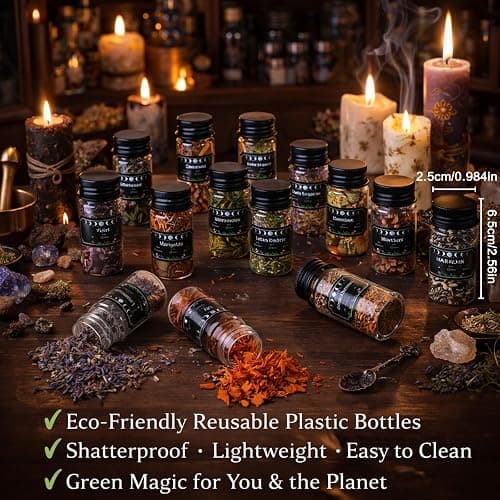 45PCS Herbs for Witchcraft - Wiccan Supplies and Tools - Witchcraft Supplies Dried Flowers Kit for Witch Beginner, Wicca Altar Supplies, Magic Spell, with Witchy Spoon, Witchy Gifts for Women thumbnail 5