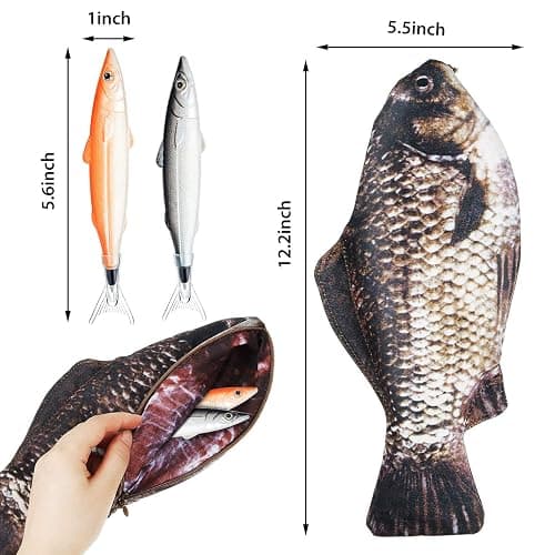 Outus Fish Shaped Pencil Case with Padded Foam Lining and Cute Fish Pens thumbnail 3