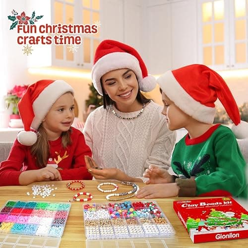 Gionlion Christmas Gifts for Kids Girls - 24 Colors Clay Beads Bracelet Making Kit, Christmas Crafts Toys DIY Arts and Crafts for Kids Age 6-13 thumbnail 7